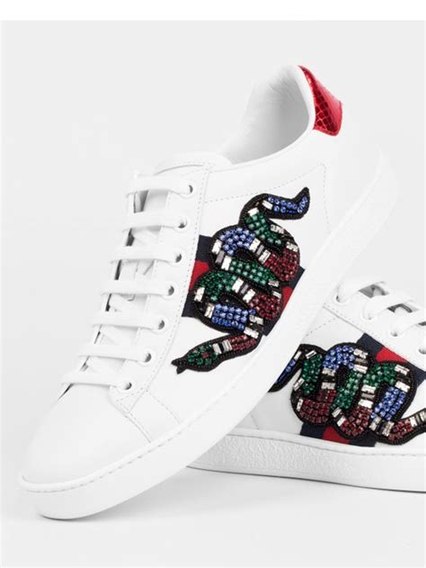 gucci green snake sneakers|Gucci embroidered snake sneakers.